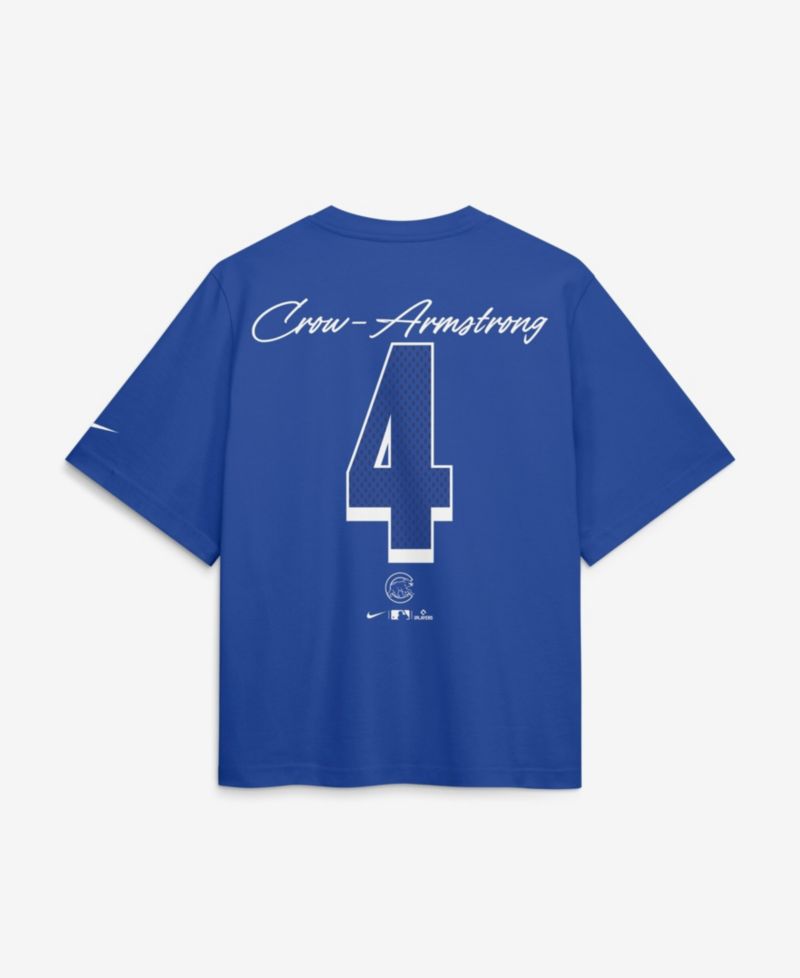 Women's Pete Crow-Armstrong Royal Chicago Cubs Premium Essentials Boxy Name & Number T-Shirt