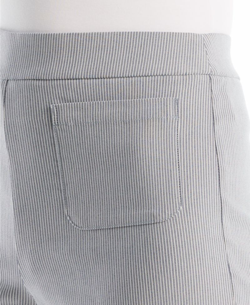 Petite Striped Patch Pocket Wide-Leg Pants