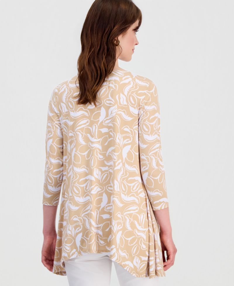Women's Printed 3/4-Sleeve Swing Knit Top