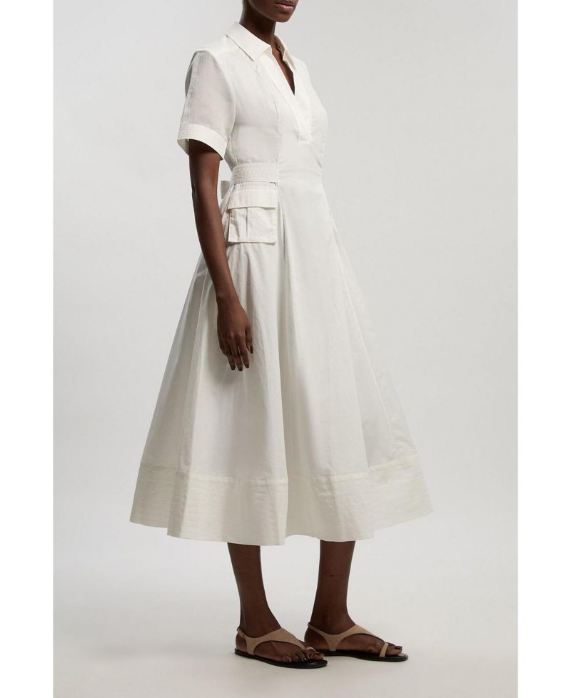 Women's Utility Short Sleeve Organdie Midi Dress
