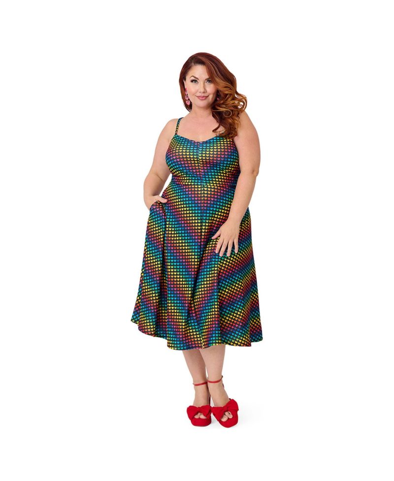 Women's Plus Size 1970s Chevron Midi Dress