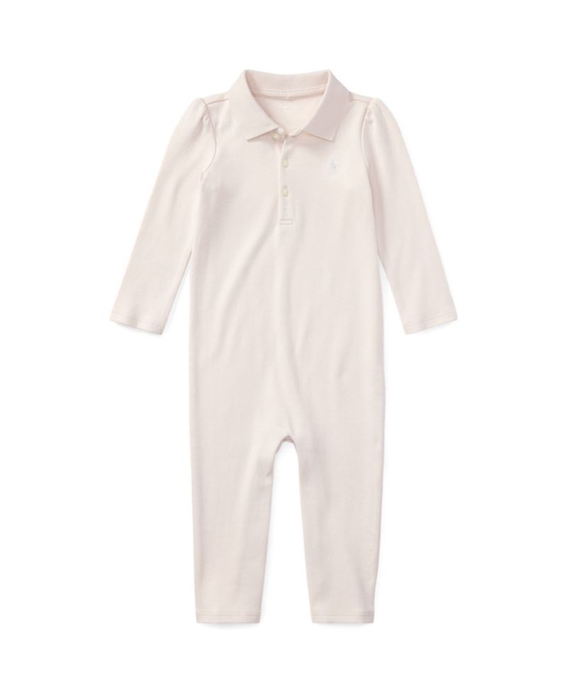 Baby Girls Ribbed Polo Collar Coverall