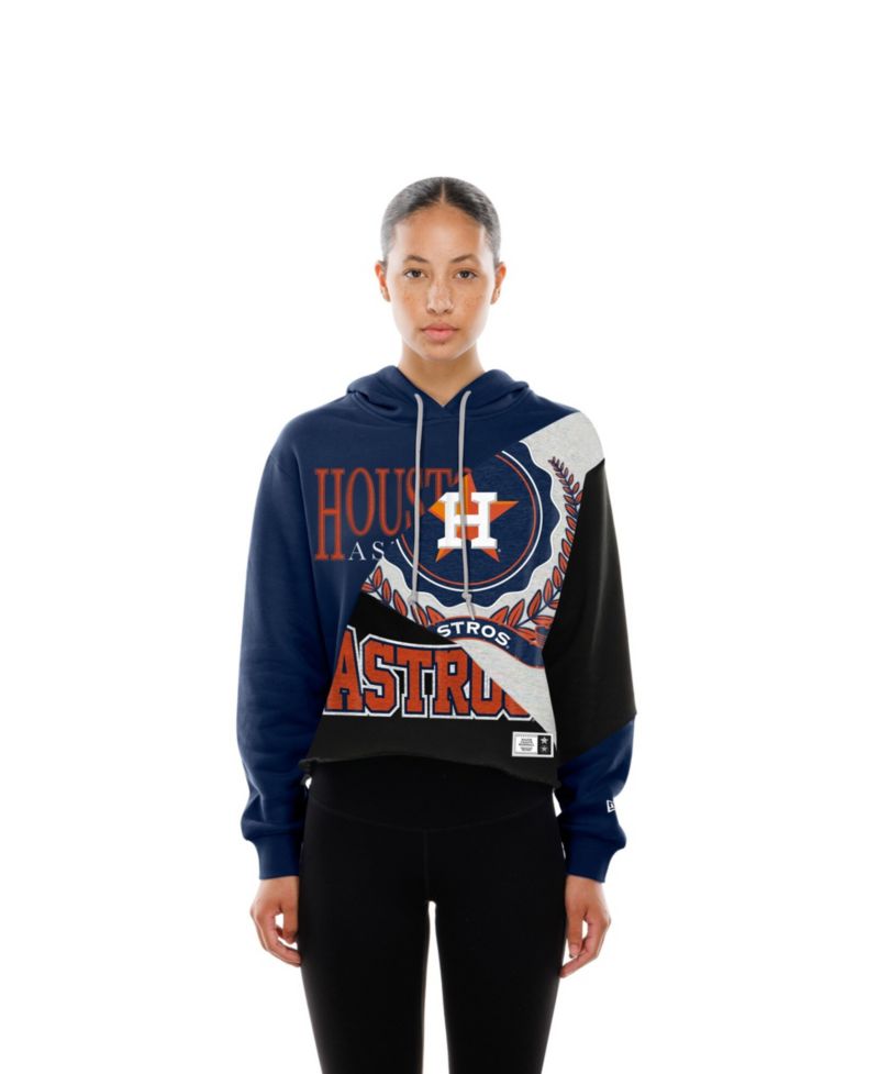 Women's Houston Astros Color Block Cropped Boxy Hoodie