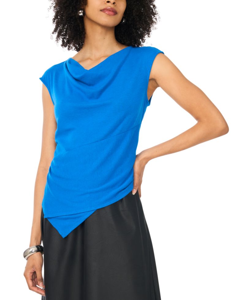 Women's Draped Tie Front Cowl Neck Sleeveless Top