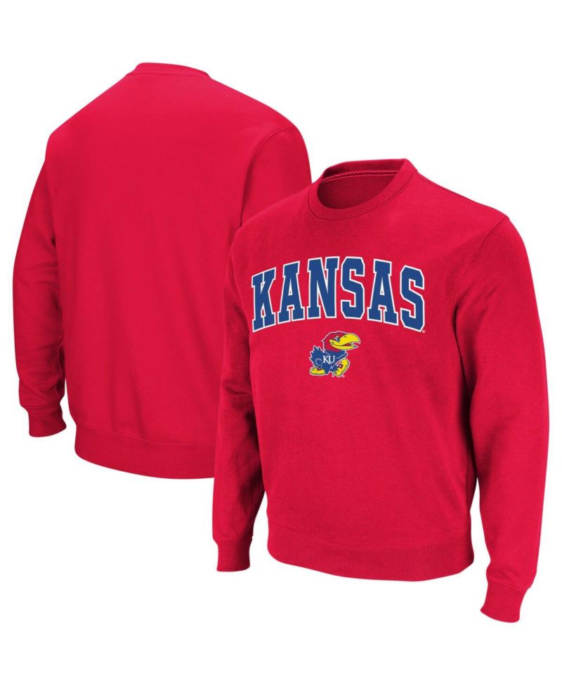 Men's Kansas Jayhawks Arch & Logo Crew Neck Sweatshirt