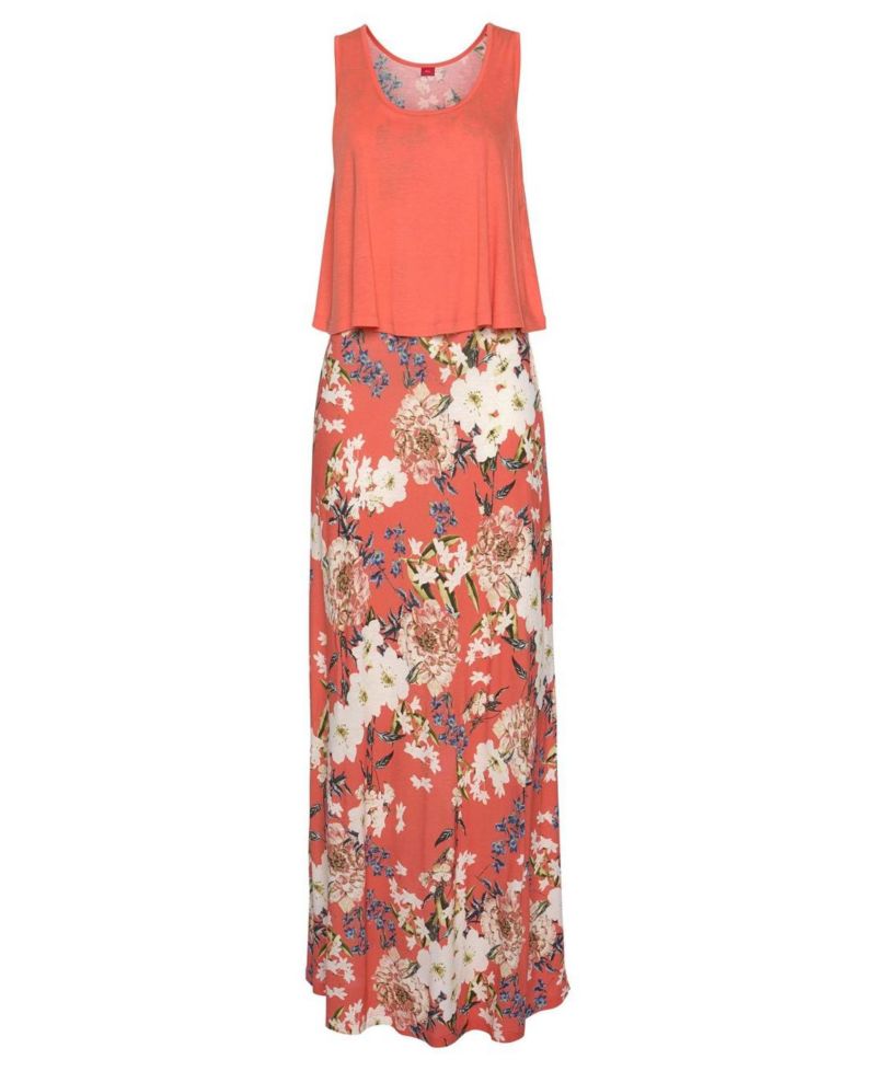 Women's Viscose Printed Layered Look Everyday Comfort Maxi Dress