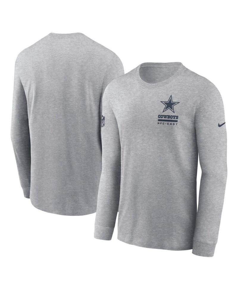 Men's Heather Gray Dallas Cowboys Sideline Performance Long Sleeve T-Shirt