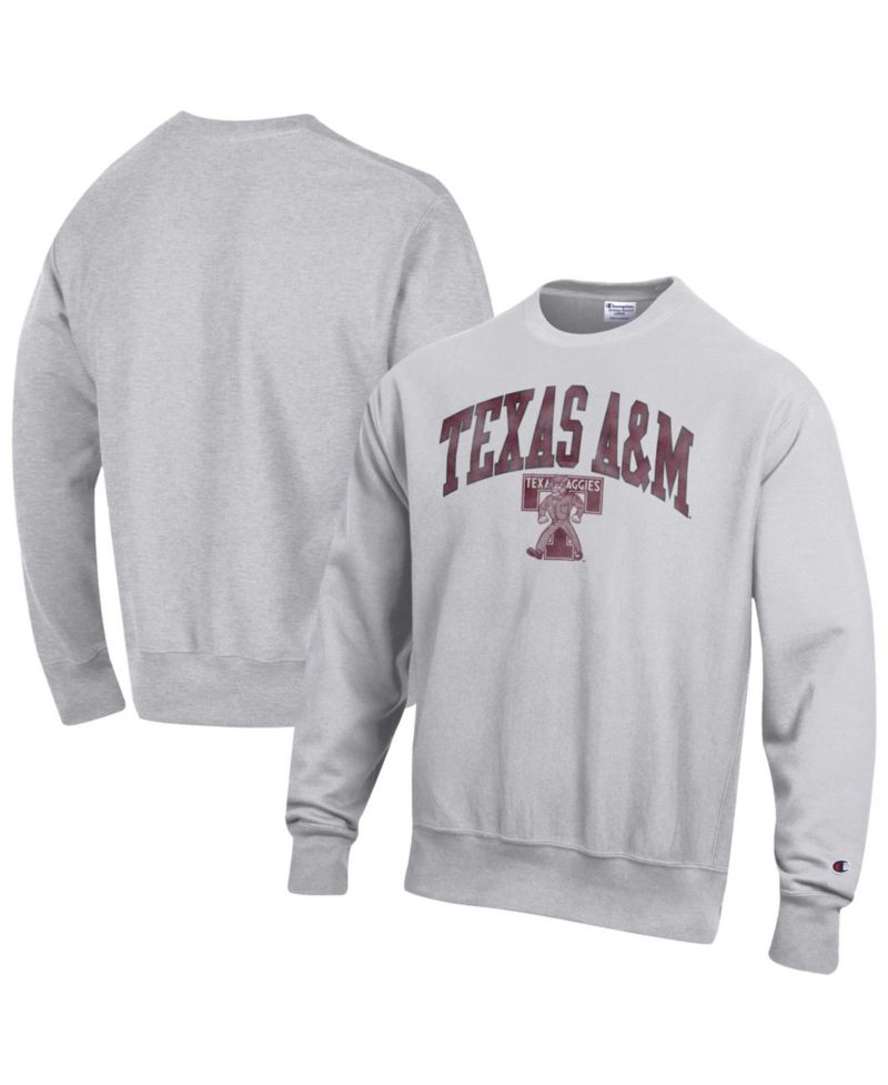 Men's Texas A&M Aggies Distressed Arch Over Logo Reverse Weave Crewneck Sweatshirt