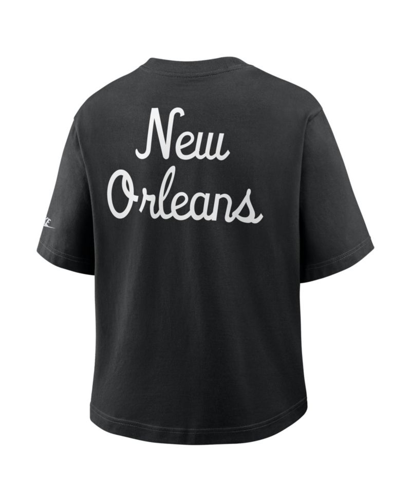 Women's Black New Orleans Saints Rewind Pocket Boxy T-Shirt