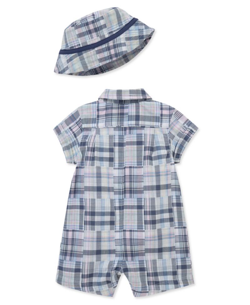 Baby Boys' Plaid Romper & Hat, 2-Piece Set