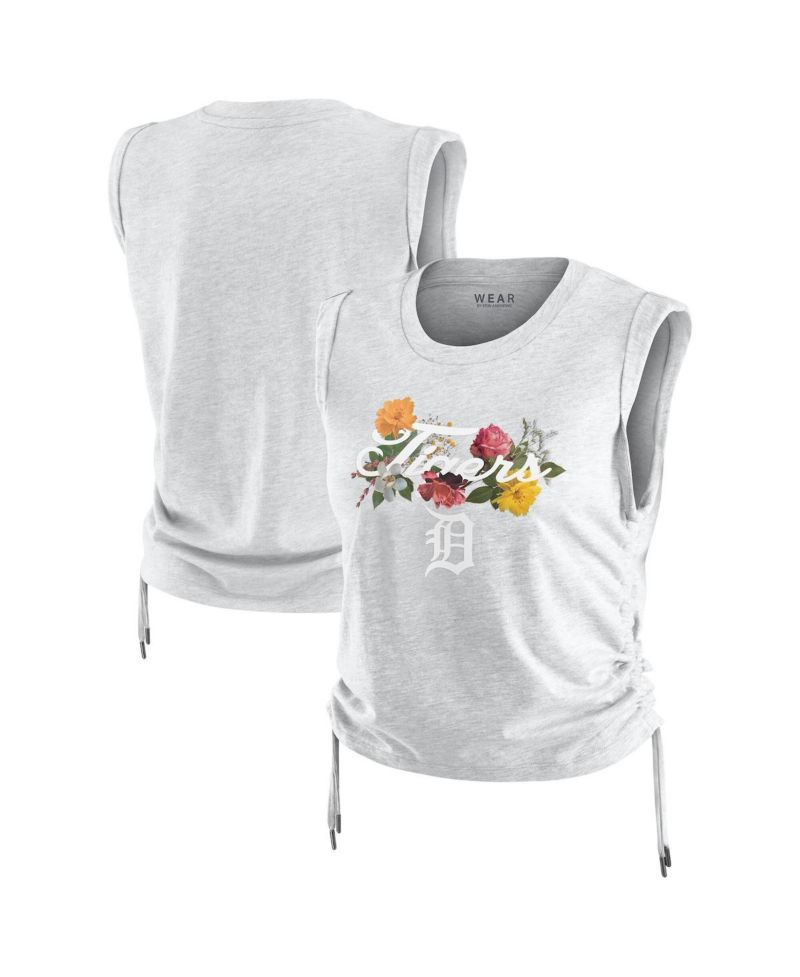 Women's Heather Gray Detroit Tigers Cinched Tank Top