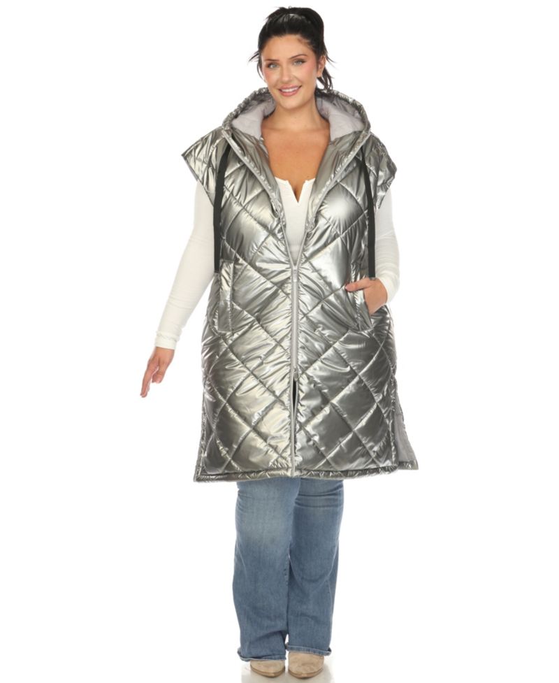 Plus Size Metallic Puffer Vest Jacket