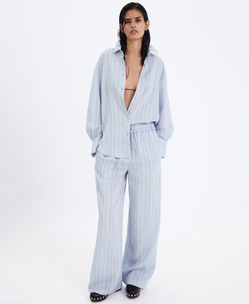 Women's Wide-Leg Striped Pants