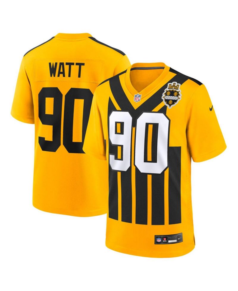 Men's T.J. Watt Gold Pittsburgh Steelers Alternate 1933 Throwback Game Jersey