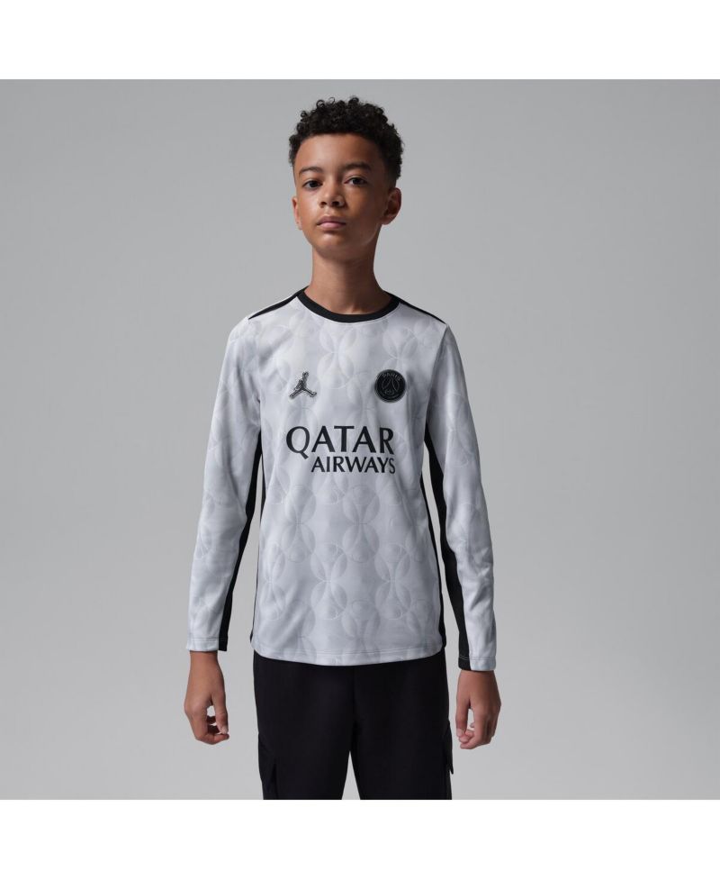 Jordan Big Boys and Girls Gray Paris Saint-Germain Long Sleeve Pre-Match Dri-FIT Jersey