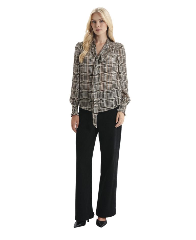 Women's Mavis Chiffon Long Sleeve Tie Neck Blouse