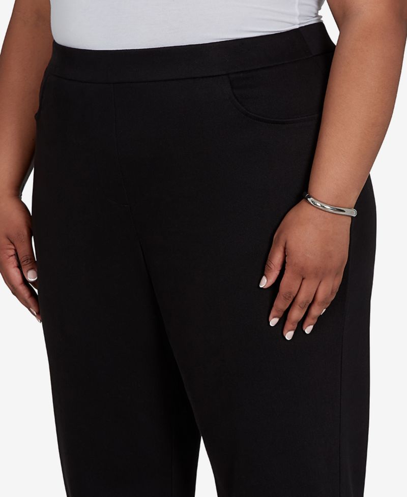 Plus Size Knit Twill Mid-Rise Pull-On Pants