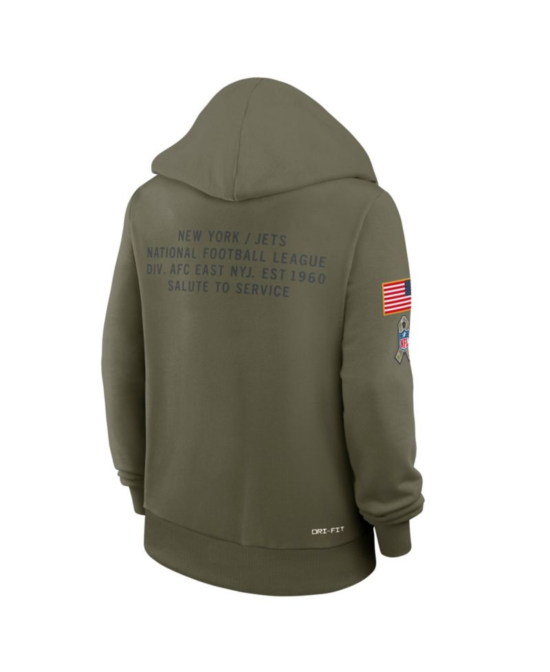 Women's Olive New York Jets 2025 Salute to Service Sideline Standard Issue Dri-FIT Hoodie
