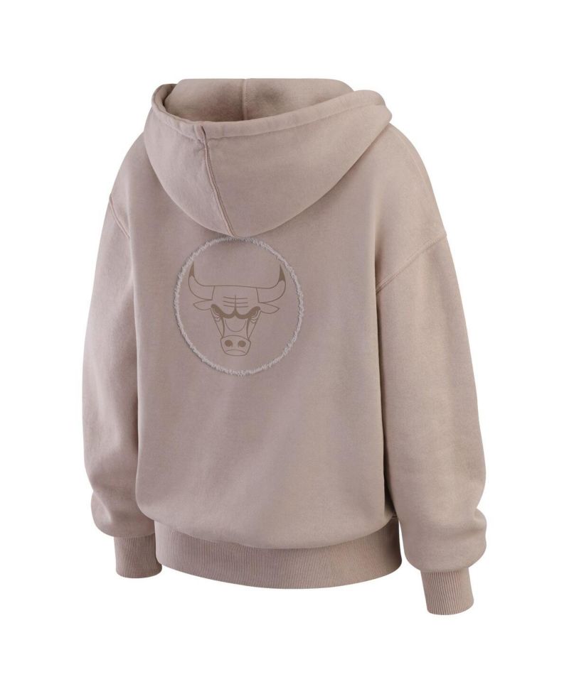 Women's Tan Chicago Bulls Washed Pullover Crew Neck Hoodie