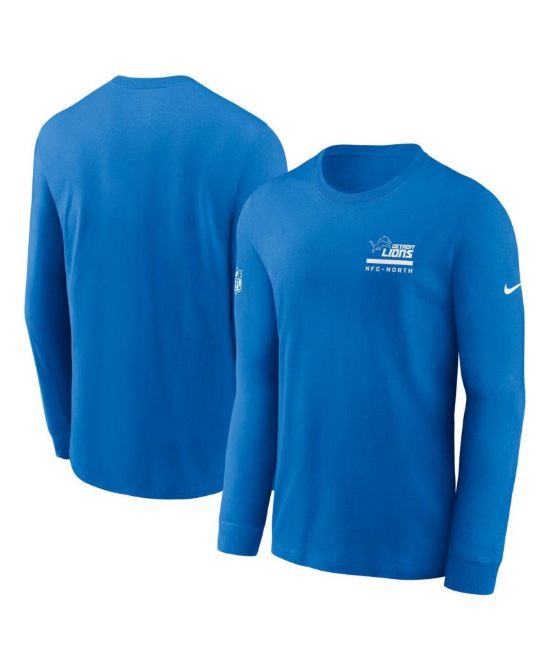 Men's Blue Detroit Lions Sideline Performance Long Sleeve T-Shirt