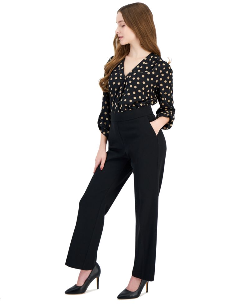 AK Anne Klein Plus Size Pull-On Mid-Rise Straight-Leg Pants