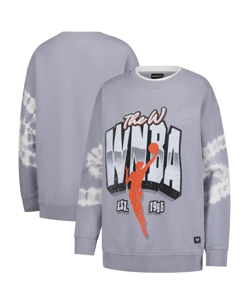 Women's Gray WNBA Double Collar Fleece Pullover Sweatshirt