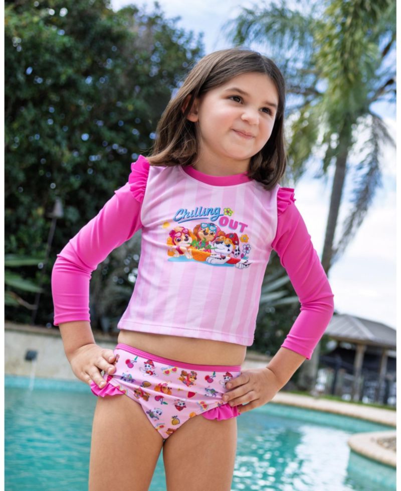 Little Girls Swimwear 2-Piece Rash Guard and Bikini Bottom Set UPF 50+