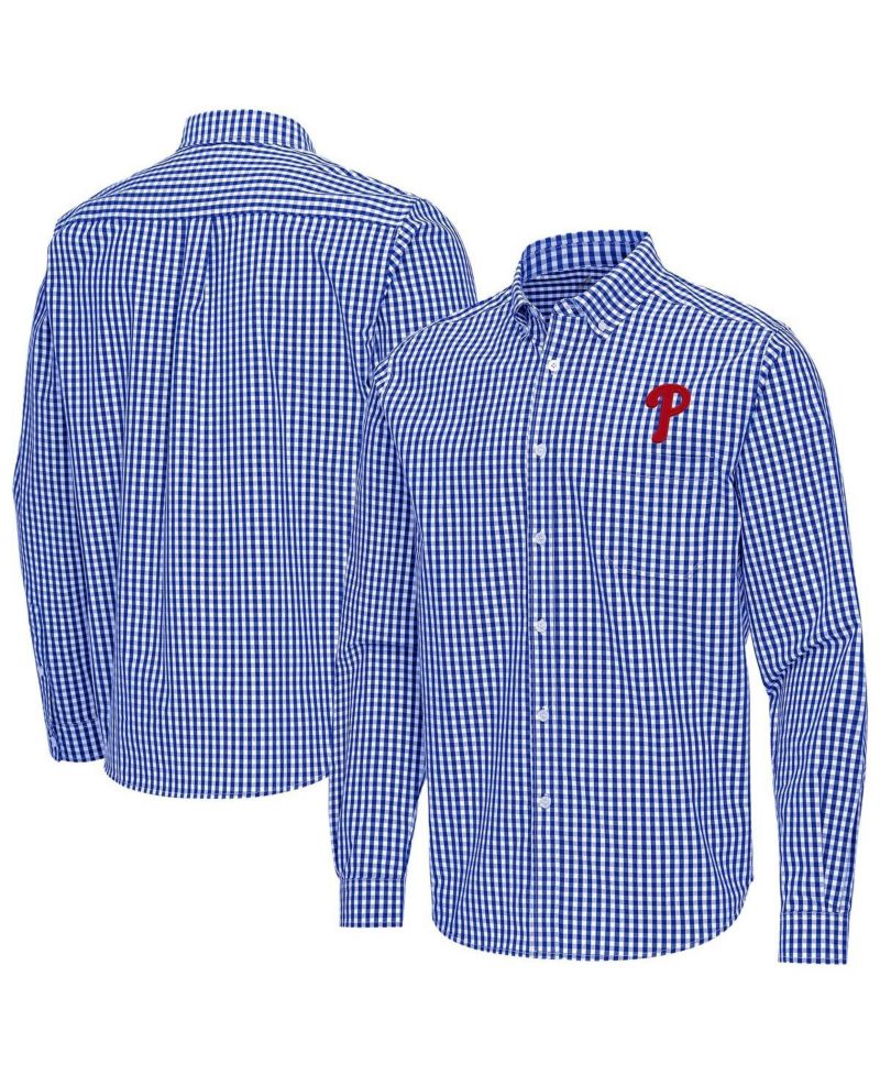 Men's Royal Philadelphia Phillies Ellis Woven Tri-Blend Button-Down Shirt