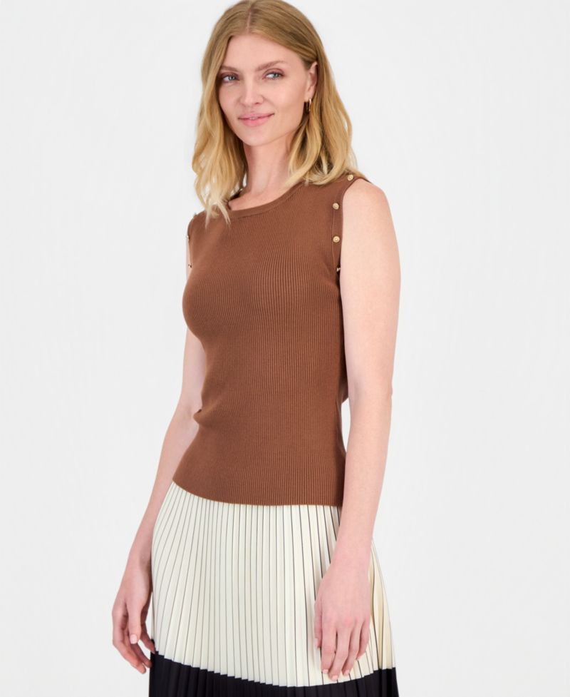 Women's Sleeveless Embellished Ribbed Top