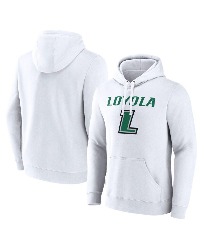 Men's White Loyola Greyhounds Primary Logo Pullover Hoodie