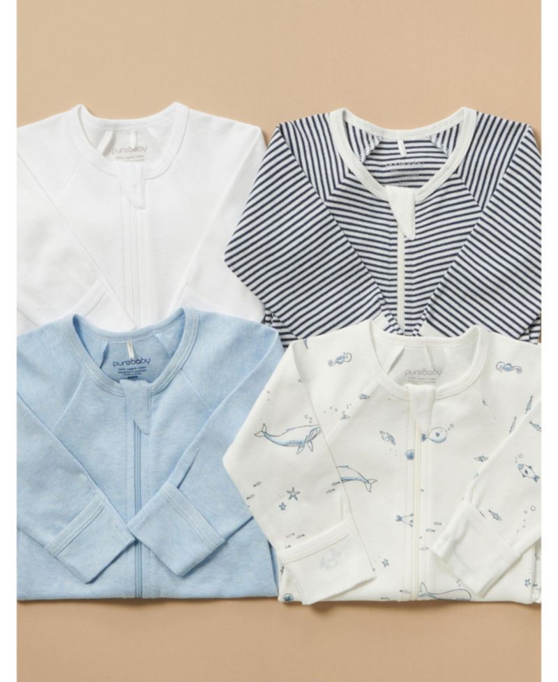 Baby Boys Zip Coverall 4 Pack