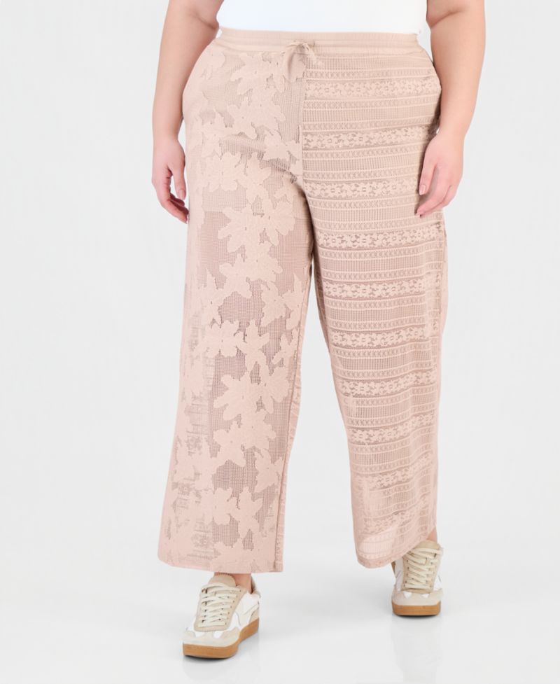 Trendy Plus Size Lace Drawstring-Waist Pants