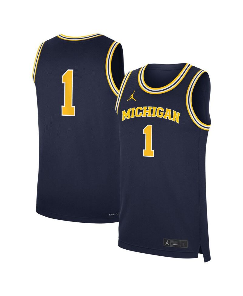 Men's Navy Michigan Wolverines Road Replica Basketball Jersey