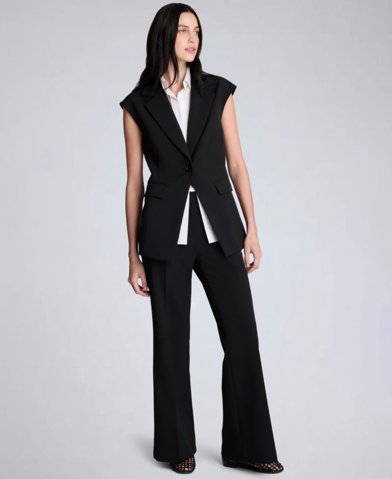Women's Luxe Twill Sleeveless Vest with Detachable Shirt
