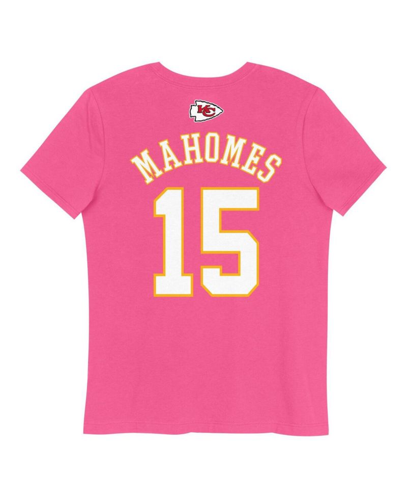 Big Girls Patrick Mahomes Pink Kansas City Chiefs Player Name & Number T-Shirt