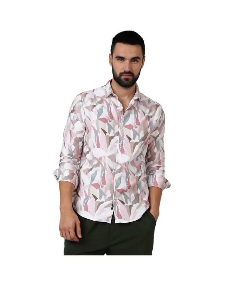 Men's Nude Pink & Ivory White Petal Block Shirt