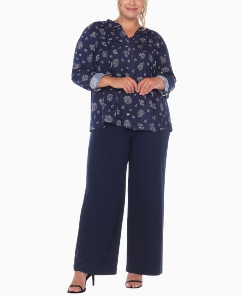 Plus Size Floral Print Tunic and Palazzo Pants Matching Set