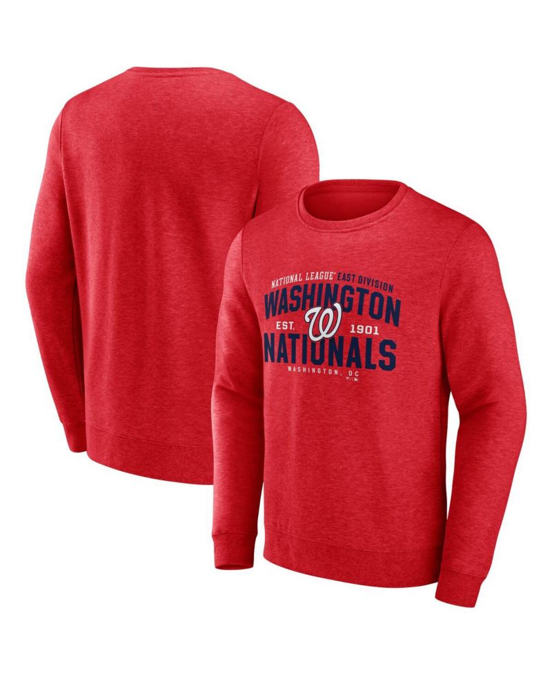 Men's Heathered Red Washington Nationals Classic Move Pullover Sweatshirt