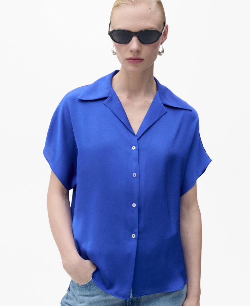 Women's Short-Sleeved Satin Shirt