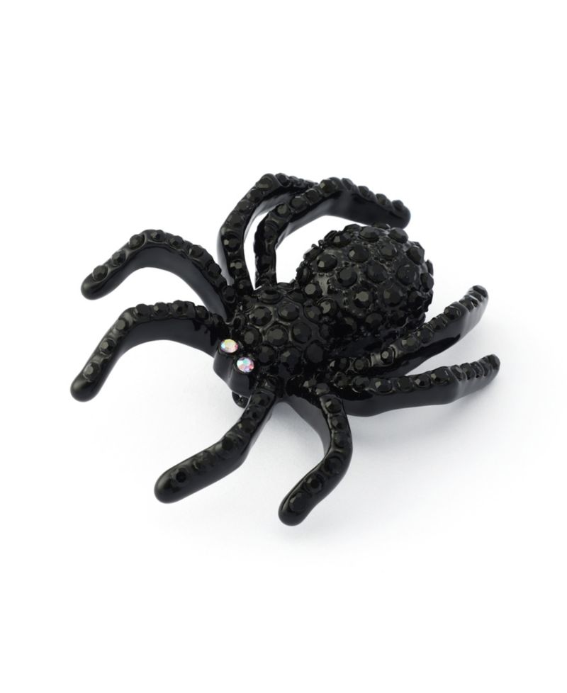 Faux-Stone Halloween Spider Brooch
