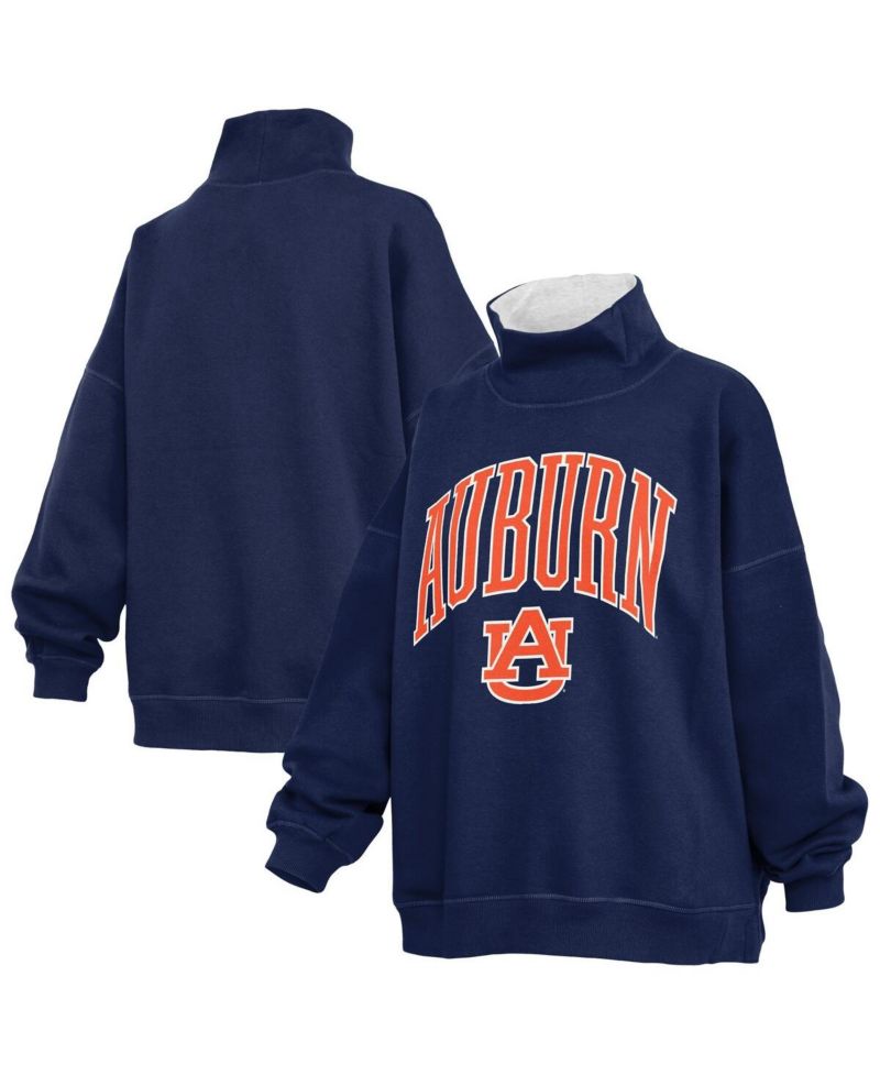 Women's Navy Auburn Tigers Oversized Mock Neck Sweatshirt