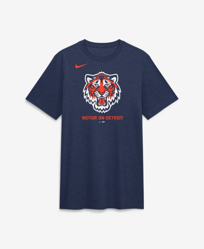 Men's Navy Detroit Tigers Tri-Blend Logo T-Shirt