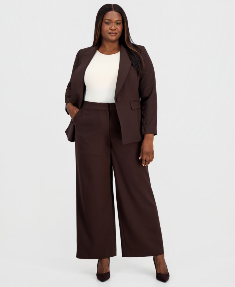 ASL Plus Size One-Button Long-Sleeve Blazer