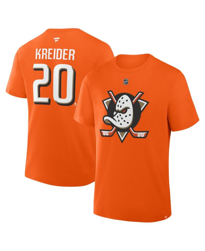 Men's Chris Kreider Orange Anaheim Ducks Authentic Stack Name & Number T-Shirt