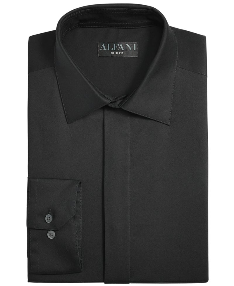 Men's Covered Placket Tuxedo Shirt, Regular & Slim Fit