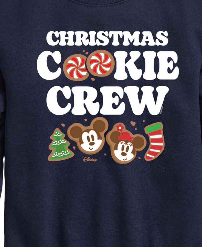 Boys' 8-20 Mickey and Minnie Christmas Cookie Crewneck Graphic Long-Sleeve Sweatshirt