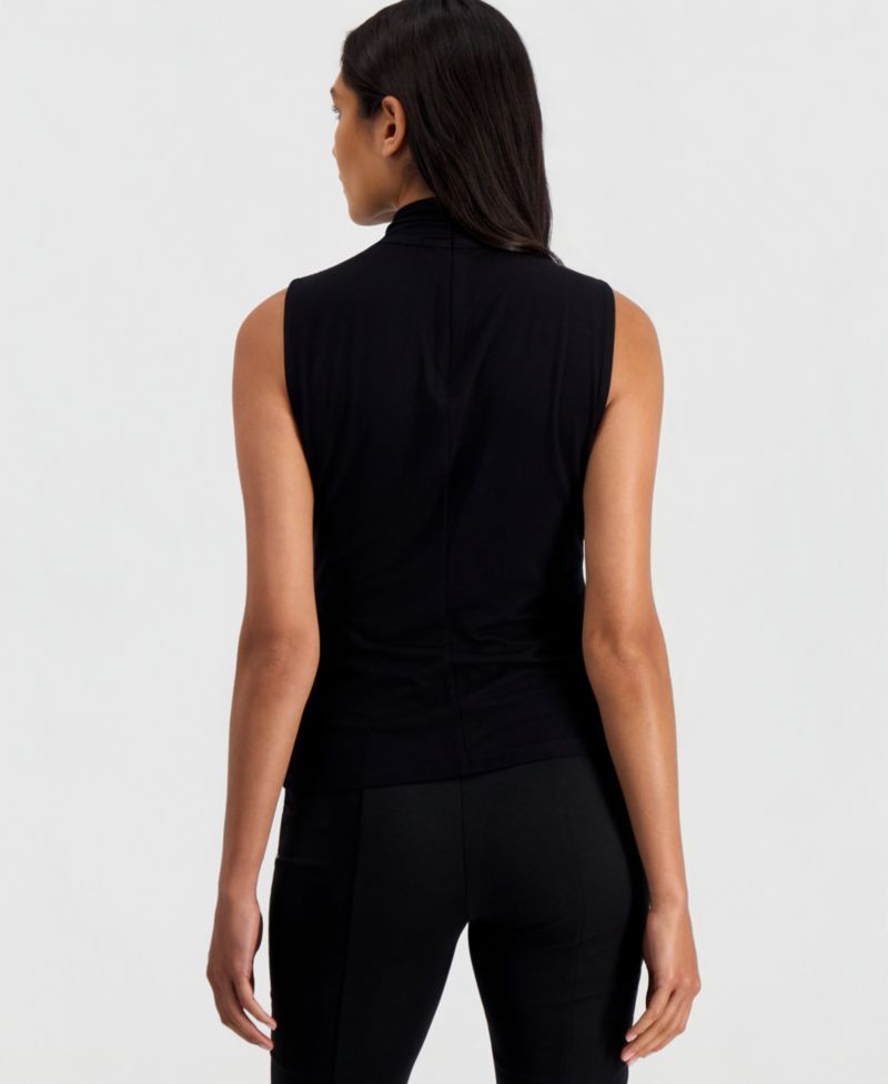 Women's Asymmetric Draped-Neck Sleeveless Top