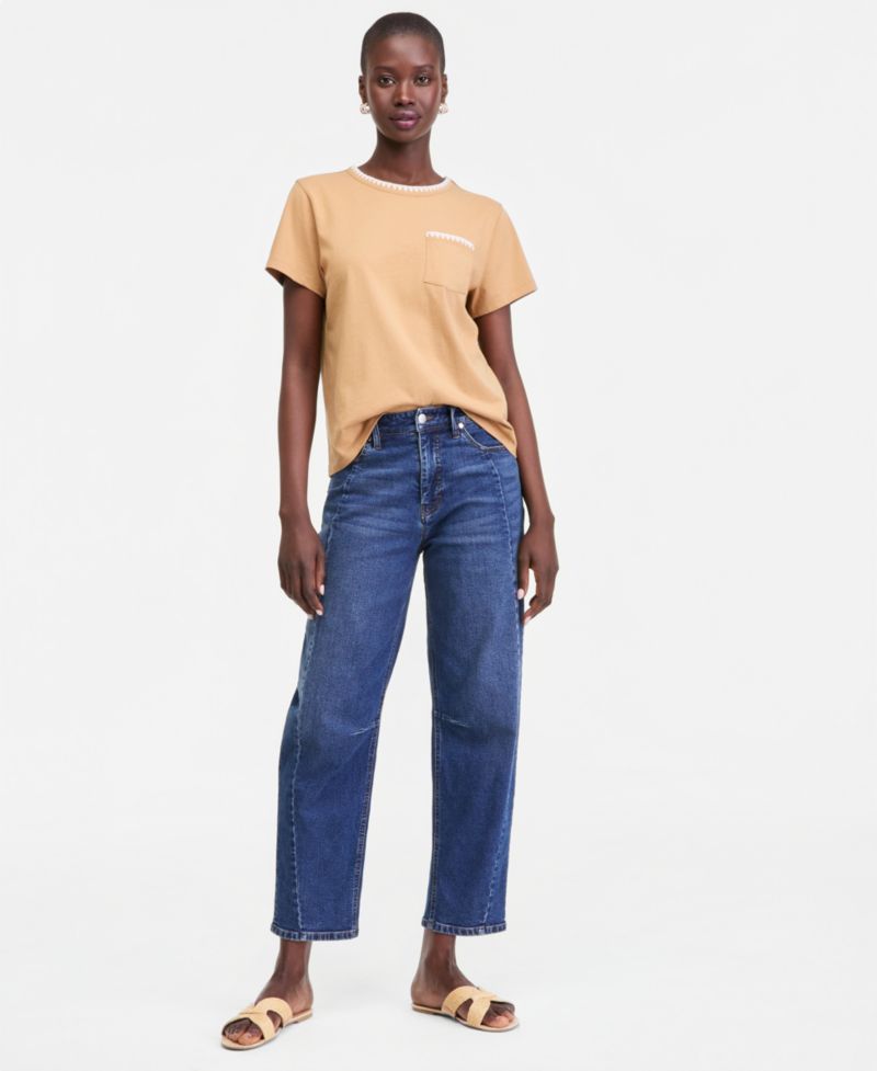 Women's Blanket-Stitch Pocket T-Shirt