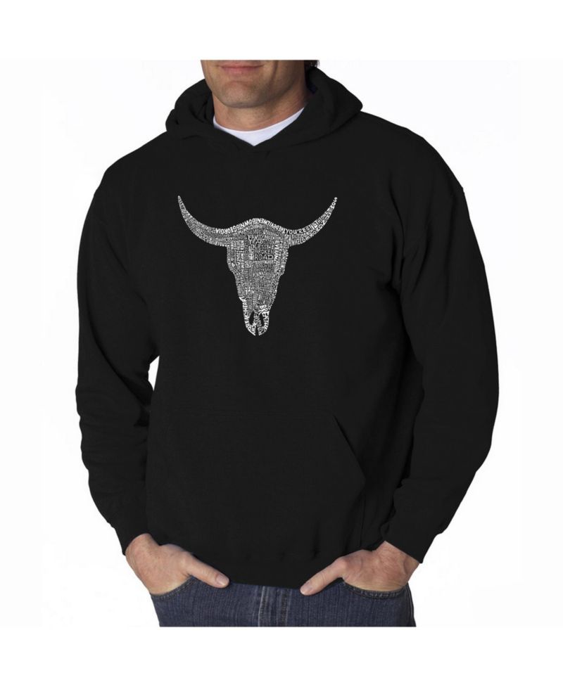 Men's Word Art Hooded Sweatshirt - Cowskull Country Hits