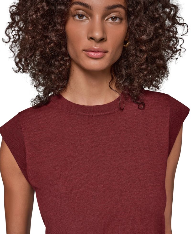 Women's Extended Shoulder Sleeveless Crewneck Sweater